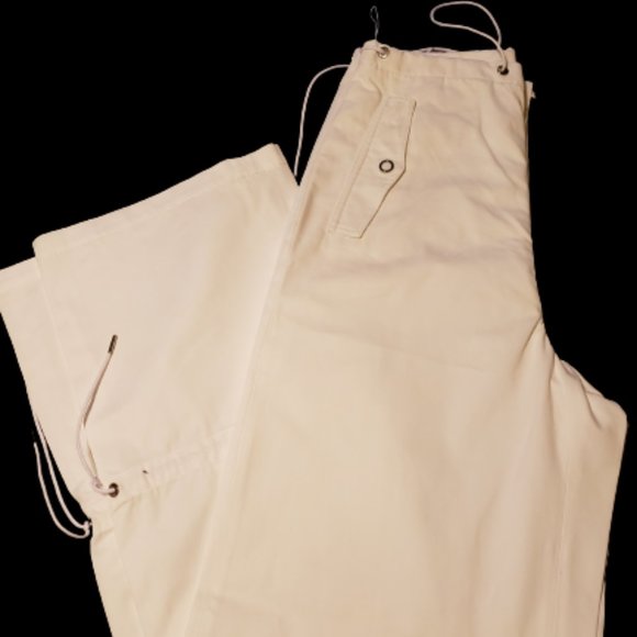 DION LEE  NWOT Unisex White Eyelet Tie Parachute Pant - Picture 7 of 11